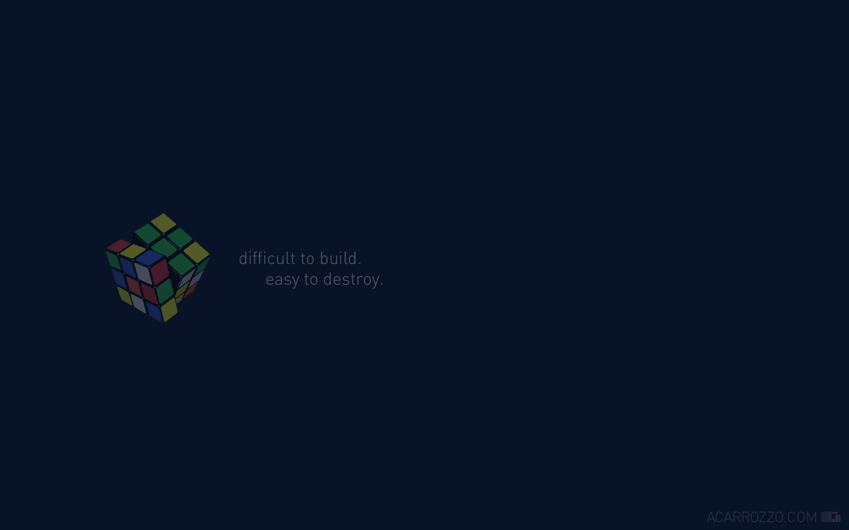 acarrozzo Wallpaper Design - Rubiks Cube - Difficult to build, easy to destroy