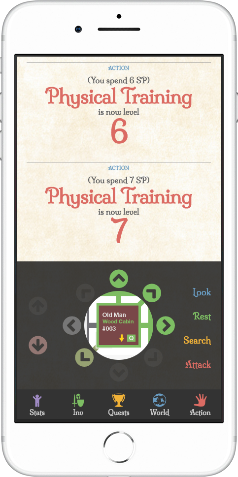 light gray rpg demo mobile training screenshot
