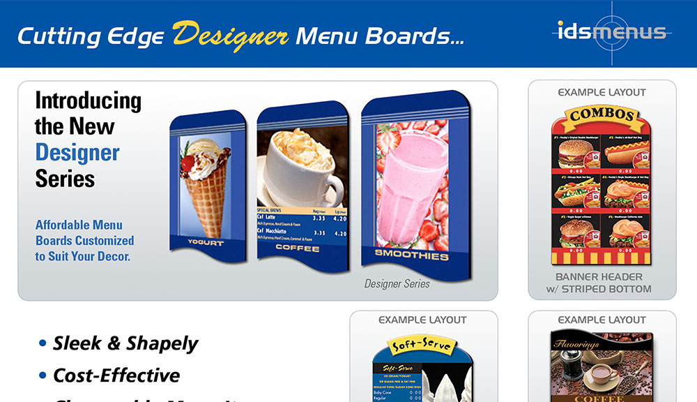 IDS Menus - Designer Series Display Boards