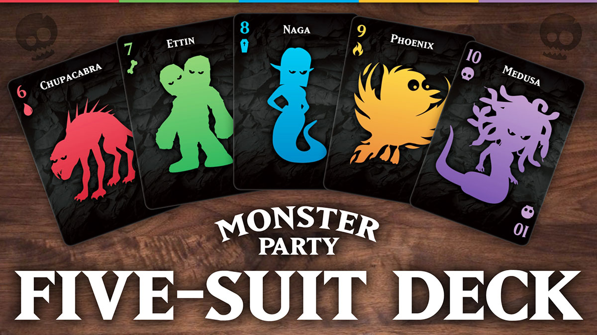 Monster Party Playing Cards - Five Suit Deck Spread