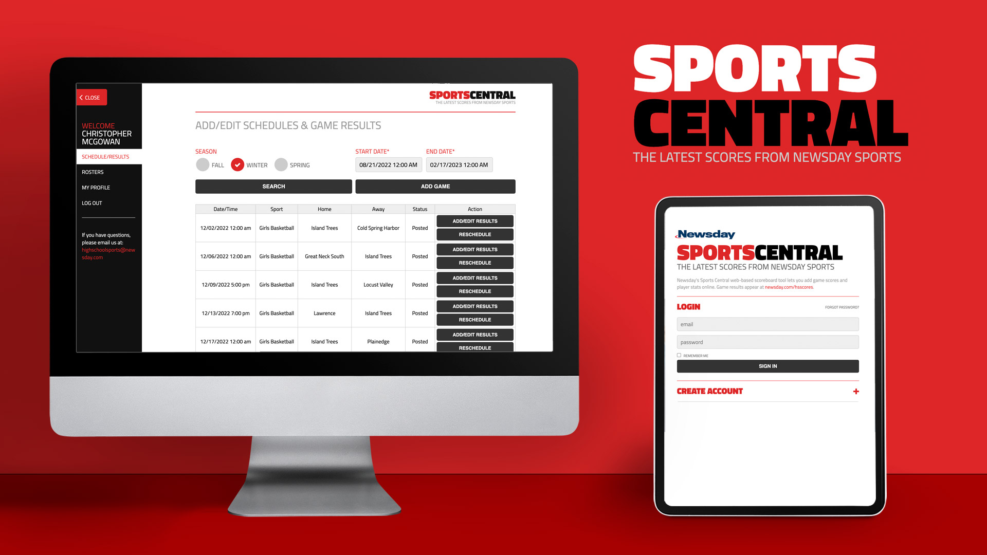 sports central newsday web mock