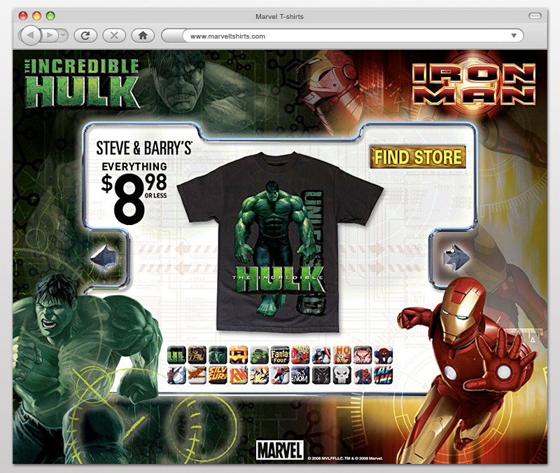 S&B Marvel T-shirts Mini Website Design
